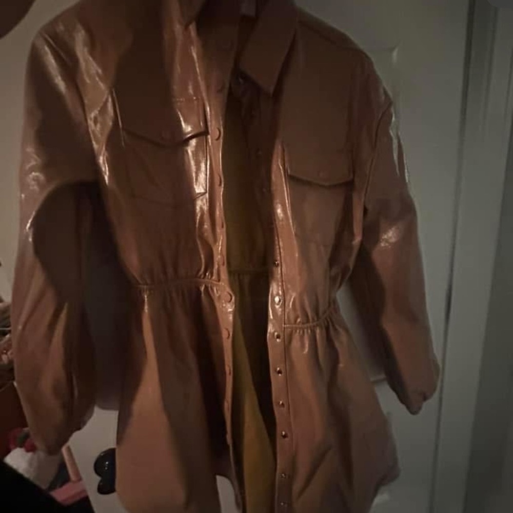 Tan Long Sleeve Notched Collar Dress